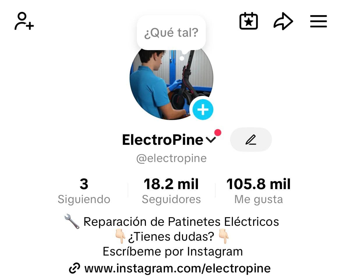 Perfil de TikTok de ElectroPine con 18.2k seguidores